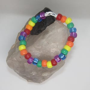 Rainbow Kandi Bracelet: Festival Rave Jewelry with Lobster Clasps
