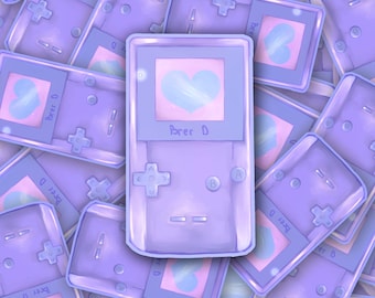 Adhesivo de vinilo morado para Gameboy de 4 pulgadas de alto, resistente al agua