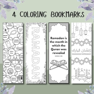 Ramadan Coloring Bookmarks Set, Muslim Kids Activity, Islamic Gifts, Islamic Art, Islamic Printables, Eid Gift, Islamic Coloring Page, Quran