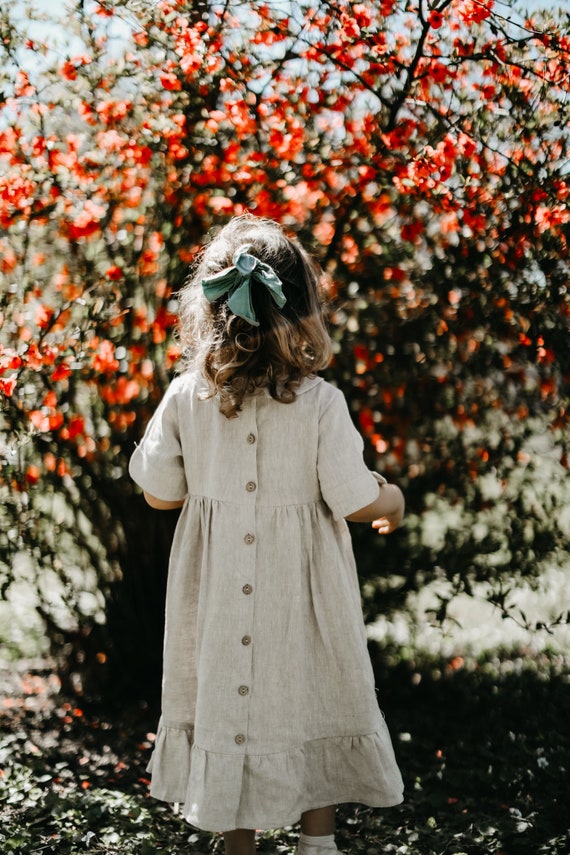 Natural Linen Baby Dress Toddler Dress Hand Made Children's Vintage Dress Old Fashion Long Maxi Dress Buttons Down Back Baptism Flower Girl Natural Linen Baby Dress Toddler Dress Hand Made Children's Vintage Dress Old Fashion Long Maxi Dress Buttons Down Back Baptism Flower Girl