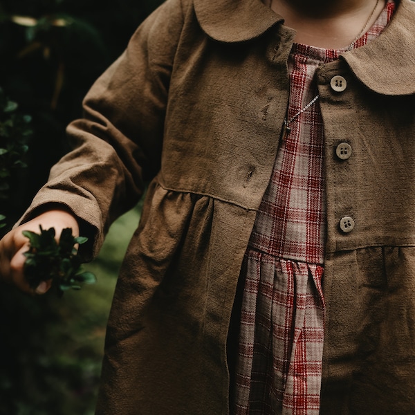 Handmade Kids Linen Overcoat, Childs Linen Jacket, Linen Jacket Linen Kids Clothing, Toddler Linen Jacket, Children's Jacket, Naturally Dyed