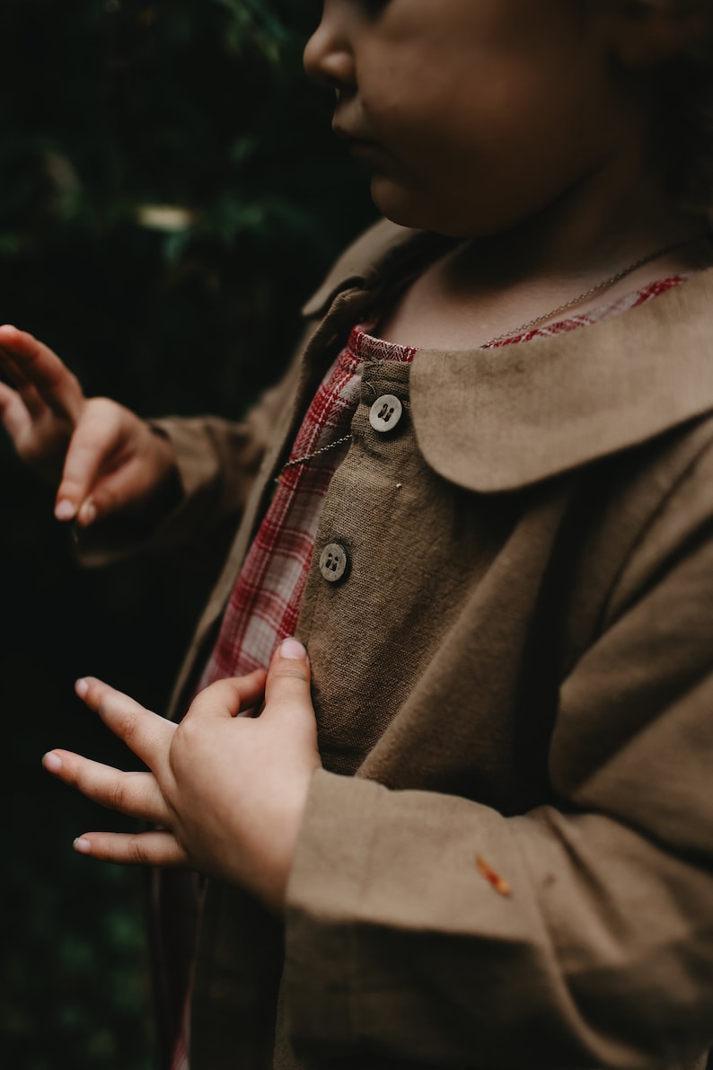 Handmade Kids Linen Overcoat, Childs Linen Jacket, Linen Jacket Linen Kids Clothing, Toddler Linen Jacket, Children's Jacket, Naturally Dyed image 5