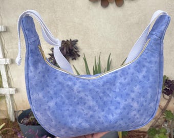 Large Ditsy Blue Floral Crescent bag