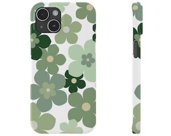 Botanical Bliss Phone Case Green Flowers Phone Case Aesthetic Phone Case Pretty Phone Case iPhone Case Green Phone Case Flowers Phone Case