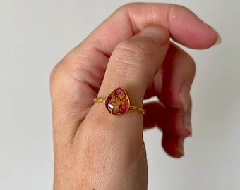 Preserved flowers bouquet ring - Wedding preserved flowers ring - Sentimental gift for bride - Personalized wedding bouquet jewelry