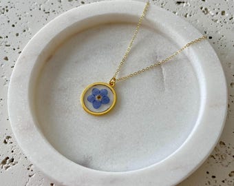 Schwangerschaft Verlust Halskette, Fehlgeburt Geschenk, echte Vergissmeinnicht Blume Halskette, Myosotis Blume Halskette, Alaska Zustandblume, Geschenk für Verlust