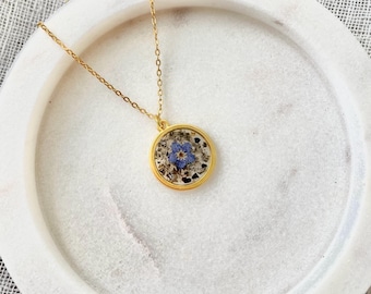 Forget me not cremation jewellery, Pet ashes keepsake, Pet memorial pendant, Small ashes memorial necklace, Custom ashes resin urn