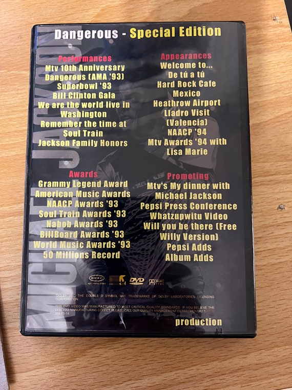 Michael Jackson Dangerous 2 Dvd! Rare - Etsy