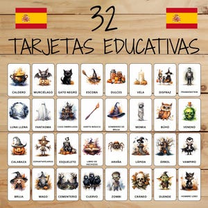 32 Montessori Tarjetas • Halloween • Español • Printable Flashcards • Educación • Para Niños • Learning • Flashcards