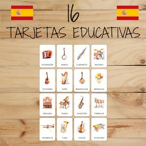 16 Montessori Tarjetas • Instrumentos • Español • Imprimible Tarjetas • Educación • Para niños • Learner • Classic Images