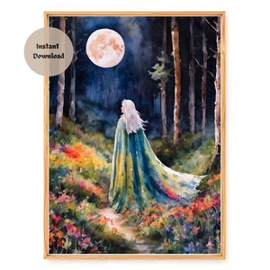 Crone ~ Altar Print (download only) ~ Beautiful Wise Green Witch Digital Instant Printable Witchy Pagan Wicca Watercolour Wall Art Decor