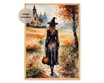 DIE HERBST-HEXE ~ 7X5-Altar-Druck ~ Hexenhafte Aquarellkunst