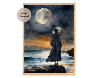 DISSIPATE - The Grey Witch ~ HD Altar Print (download only) ~ Witchy Pagan Watercolour Wall Art Decor
