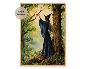 THE WOODS WITCH ~ Altar Print (download only) ~ Printable Digital Instant Witchy Watercolour Fairytale Pagan Witchcraft Art Wall Decor