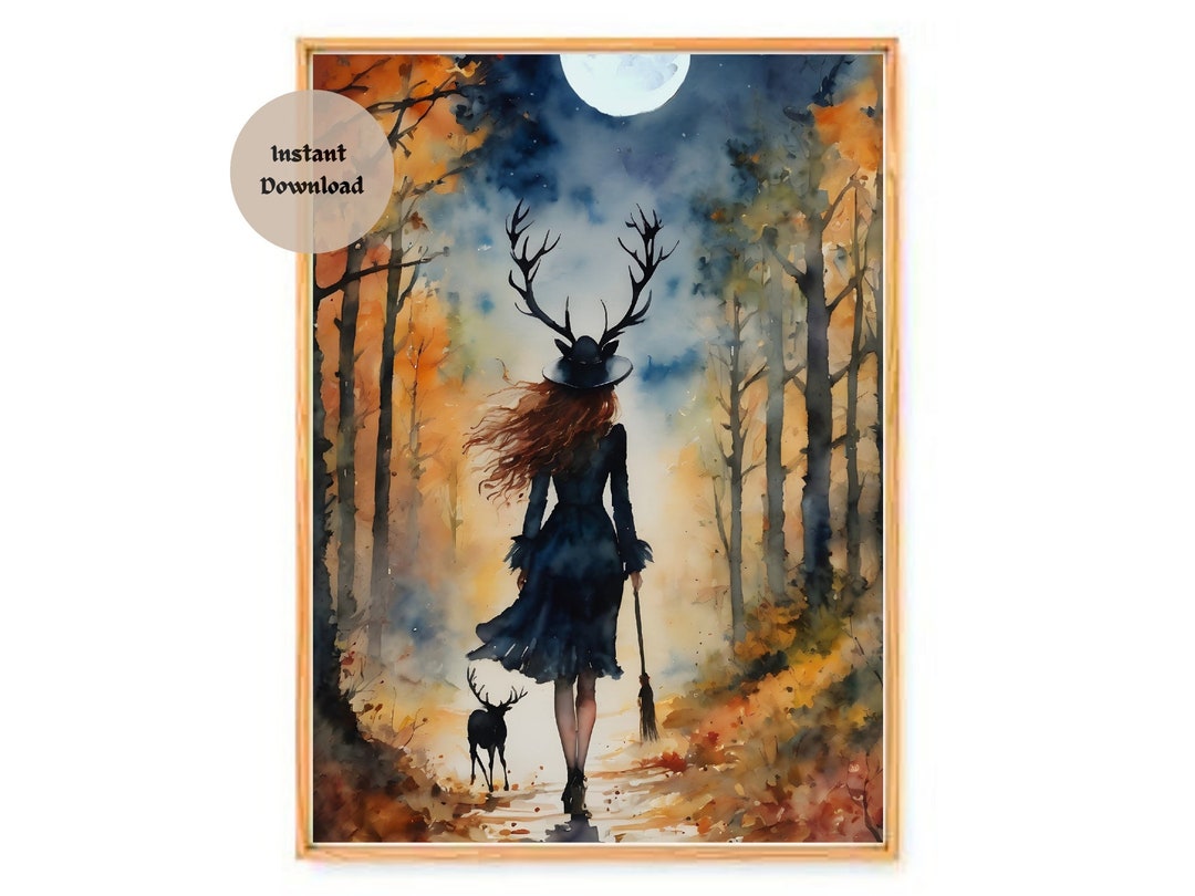 The Hunter's Moon ~ Altar Print (download Only) ~ Witchy Watercolour ...