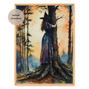 GROUNDING ~ HD Witches Altar Print (download only) ~ Witchy Watercolour Wall Art Printable Witch Witchcore Pagan Decor