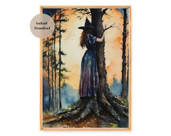 GROUNDING ~ HD Witches Altar Print (download only) ~ Witchy Watercolour Wall Art Printable Witch Witchcore Pagan Decor