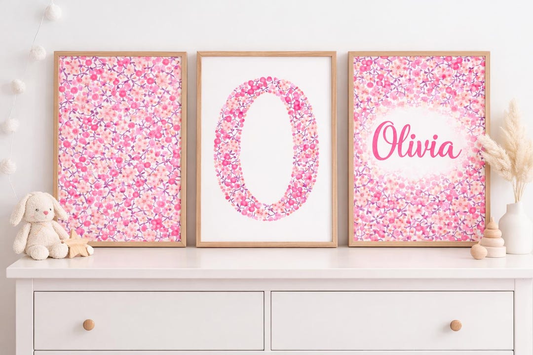 Custom Baby Name Wall Art Set | Personalized Girl Nursery Decor ...