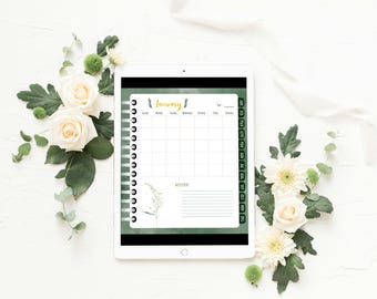 Digital Daily Weekly Monthly Planner PDF Undated Calendar Portrait Format Hyperlink Month Tabs Downloadable Content Future Proof Reusable