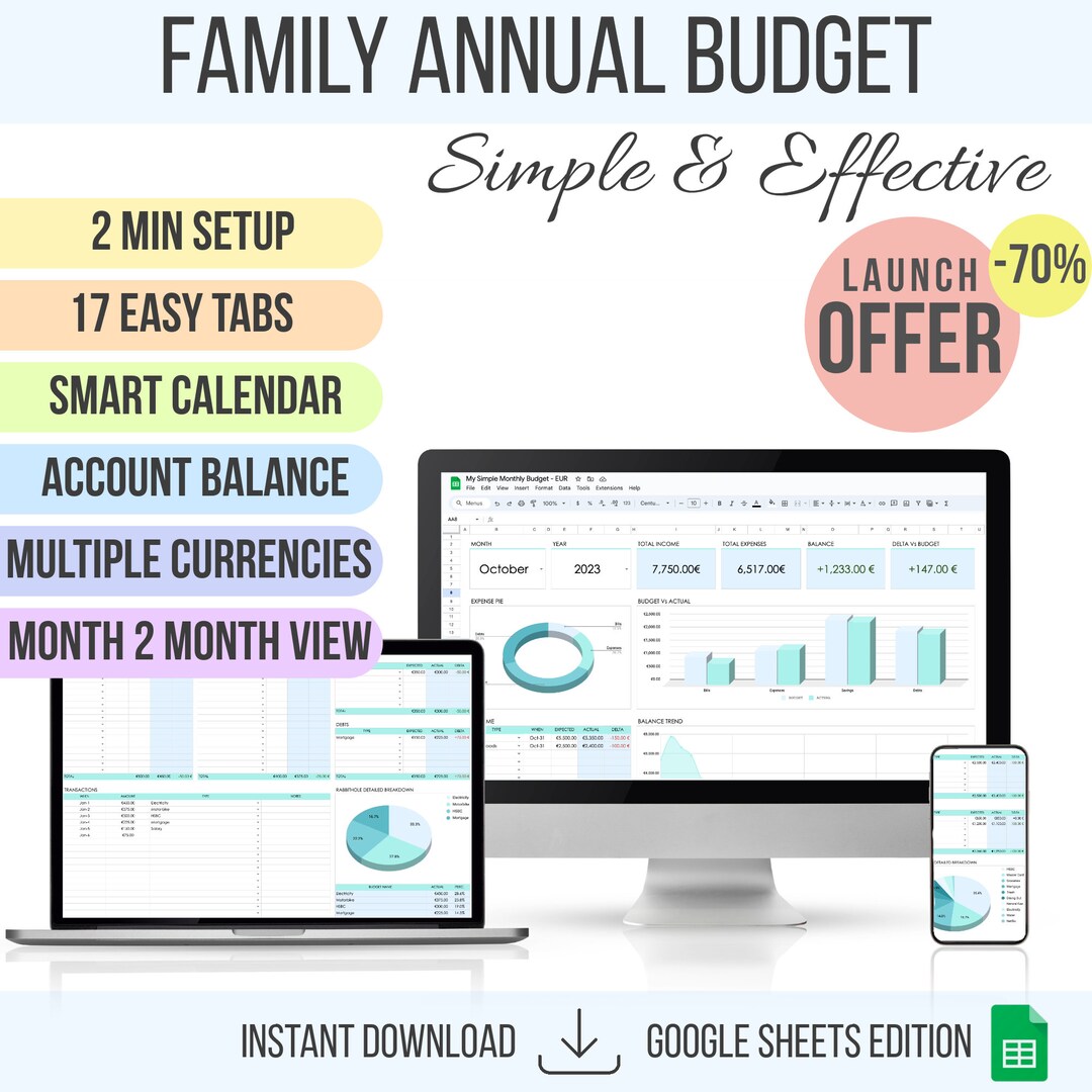 Family Annual Budget - Gsheets Edition [instant Download Local File ...