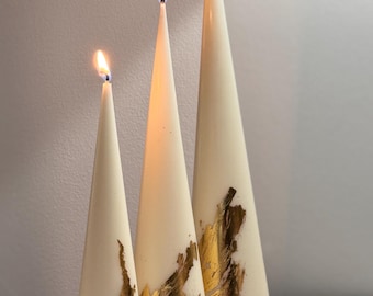 Custom colour & Scent Cone Shaped Candle| Gold leaf Candle Natural soy wax candle| Christmas candle| House warming gift |Home Decor| Gift