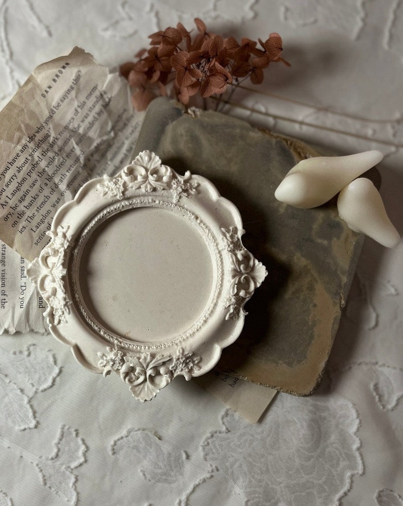 Ornate Round Candle Base| victorian trinket tray| vintage style small ring dish antique style jewelry plate gift for her best gift