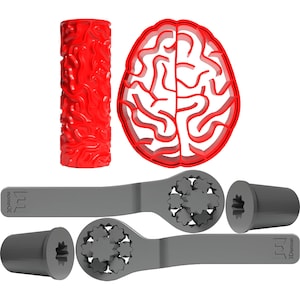 Rodillo y cortador de galletas con textura de arcilla cerebral / Herramienta para manualidades impresa en 3D / Rodillo con patrones personalizados