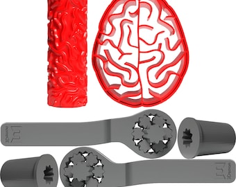 Brain Clay Texture Pattern Roller & Cookie Cutter | 3D Printed Craft Tool | Custom Pattern Roller