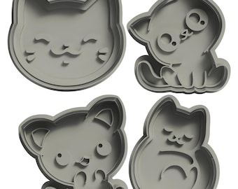 Cute Cat Cookie Cutter Set #1 | 3D Printed Baking Tool | Kitty, Feline, Pet Lover