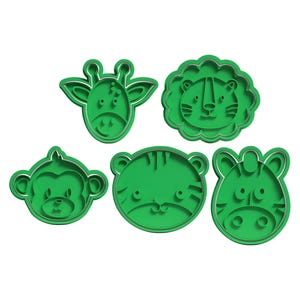 Jungle Animal Cookie Cutter Set #1 | 3D Printed Baking Tool | Monkey, Zebra, Lion, Giraffe, Tiger