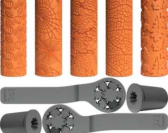 Autumn Clay Texture Pattern Roller | 3D Printed Craft Tool | Custom Pattern Roller