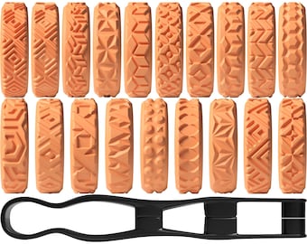 Juego de 19 ruedas de sello con patrones geométricos n.° 1 / Herramienta para manualidades con impresión 3D / Rodillo de textura personalizado