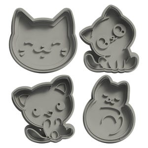 Cute Cat Cookie Cutter Set #1 | 3D Printed Baking Tool | Kitty, Feline, Pet Lover
