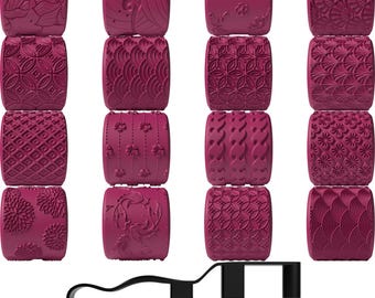 Juego de 16 rodillos de textura japoneses de tamaño mediano n.° 1 / Herramienta de artesanía impresa en 3D / Rodillo de textura personalizado