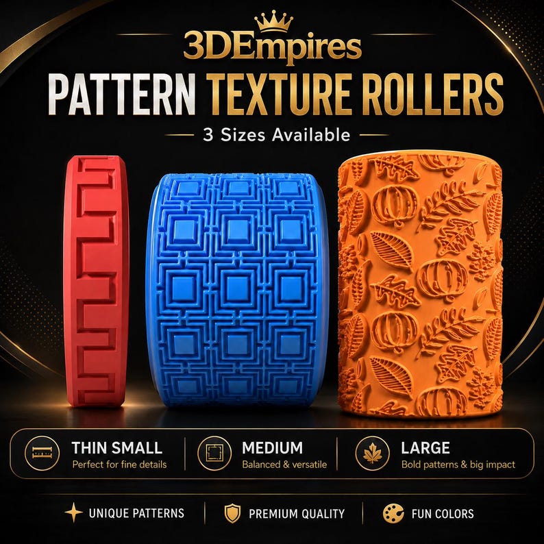 Juego de 17 ruedas de sello con patrones celtas n.° 1 / Herramienta de artesanía impresa en 3D / Rodillo de textura personalizado imagen 3
