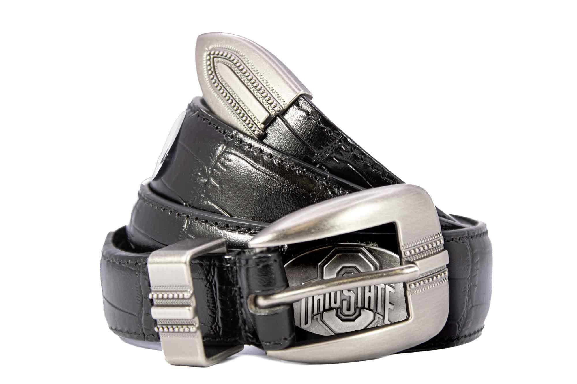 Ohio State Buckeyes Men's Dressy Leather Belt. Buckeyes Gift. OSU
