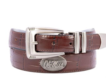 Ole Miss Rebels Men's Collegiate Leather Belt. Ole Miss Gift. SIP