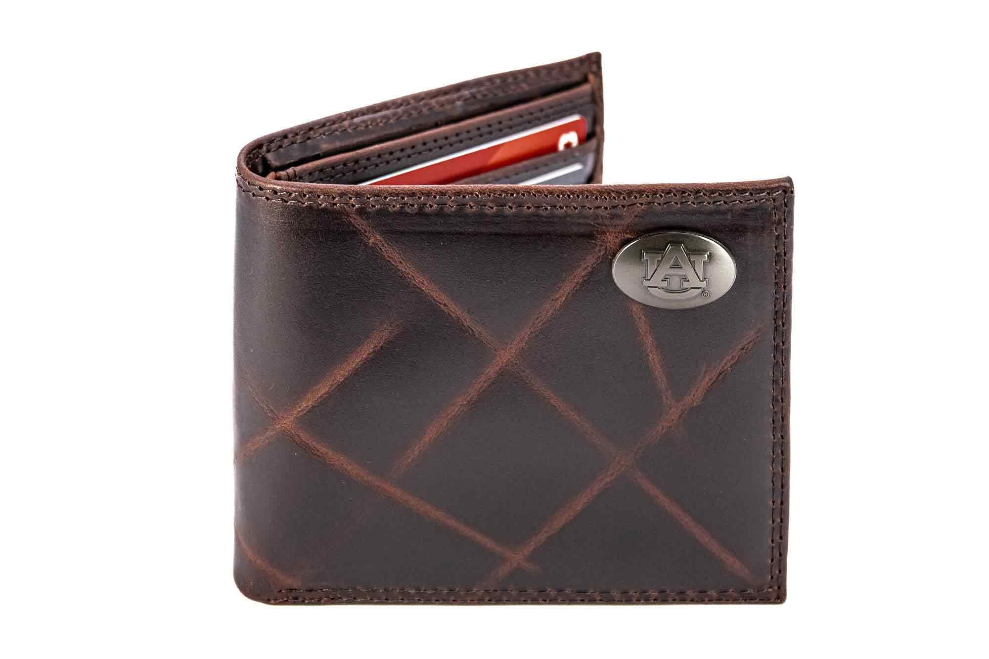 Auburn Tigers Men's Collegiate Bifold Leather Wallet. Auburn