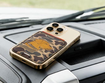 Lab Magnetic Phone Card Holder – Brown Burnished Leather or Old School Camo