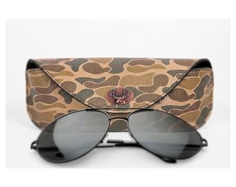 Buck Sunglass and Eyewear Case – Camo or Brown Pebble with Protective Snap Closure