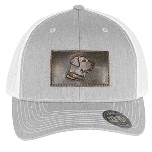 Lab Hand Burnished Full Grain Leather Patch Richardson 112 Snapback Trucker Hat