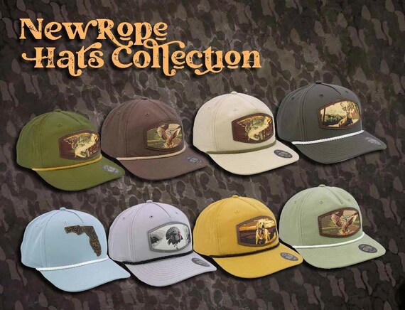 Buck Woven Patch Rope Hat. 5-panel Modern Flat Bill Cap