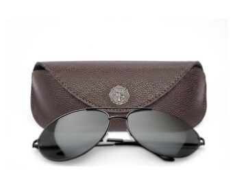 Maltese Cross Sunglass and Eyewear Case – Brown Pebble with Protective Snap Closure