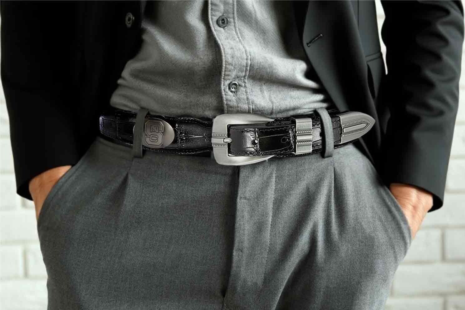 NC State Wolfpack Men's Dressy Leather Belt. NC State Gift