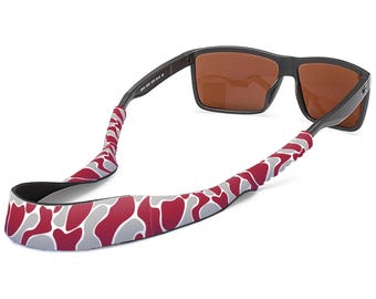 Alabama Color Crimson and Gray Camo Style Neoprene Sunglasses Strap