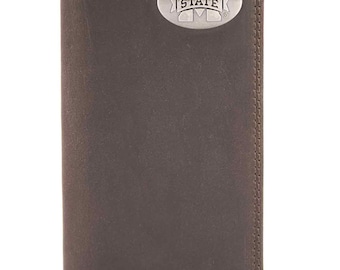 Mississippi State Bulldogs Men's Collegiate Secretary Leather Wallet. MSU Long Wallet. MSU Roper Wallet. MSU Gift. Silver Concho Emblem