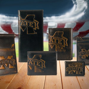 Mississippi State Bulldogs Burnished Leather Trifold Wallets