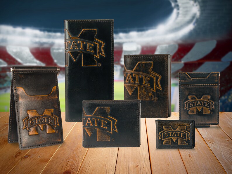 Mississippi State Bulldogs Burnished Leather Trifold Wallets
