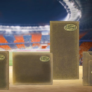 Florida Gators Vintage Tan Leather Wallets Stadium