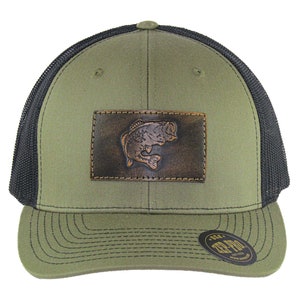 Bass Hand Burnished Full Grain Leather Patch Richardson 112 Snapback Trucker Hat